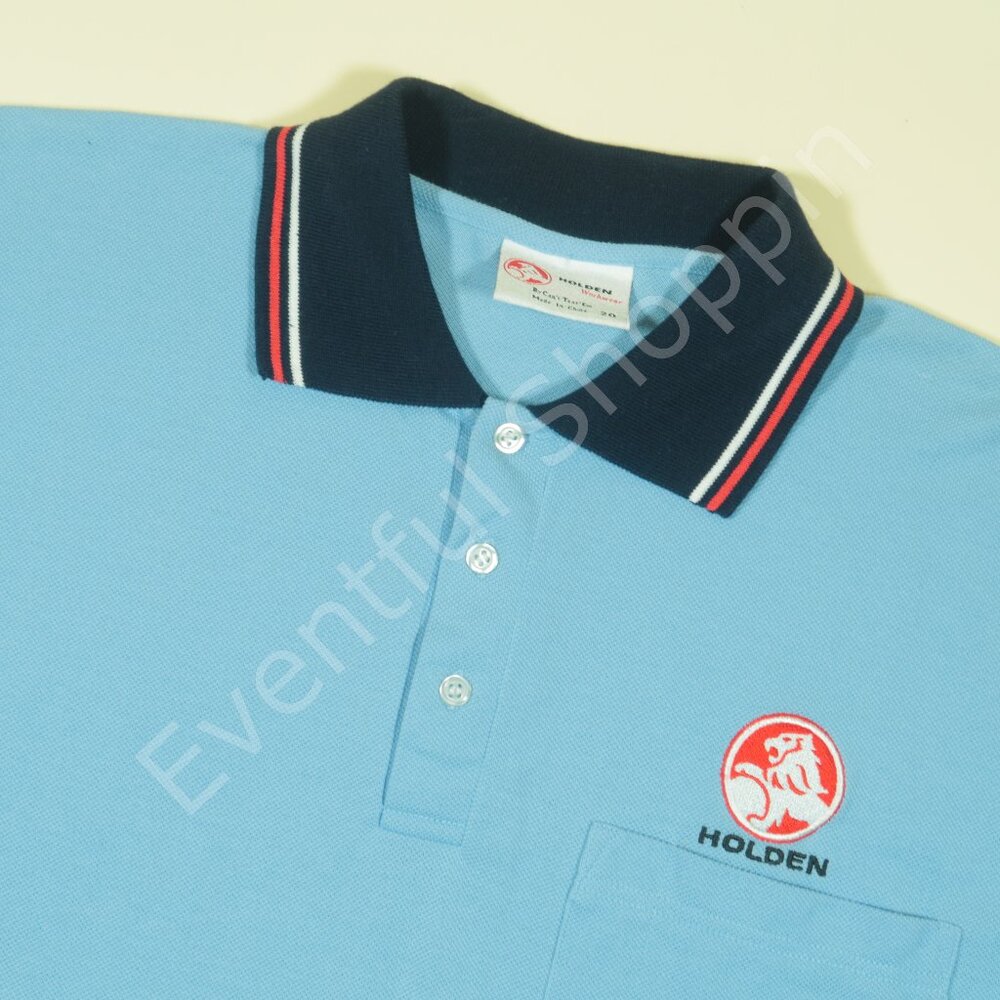 GM Holden Elizabeth Factory Polo Shirt Mens XL Blue Mesh Cotton